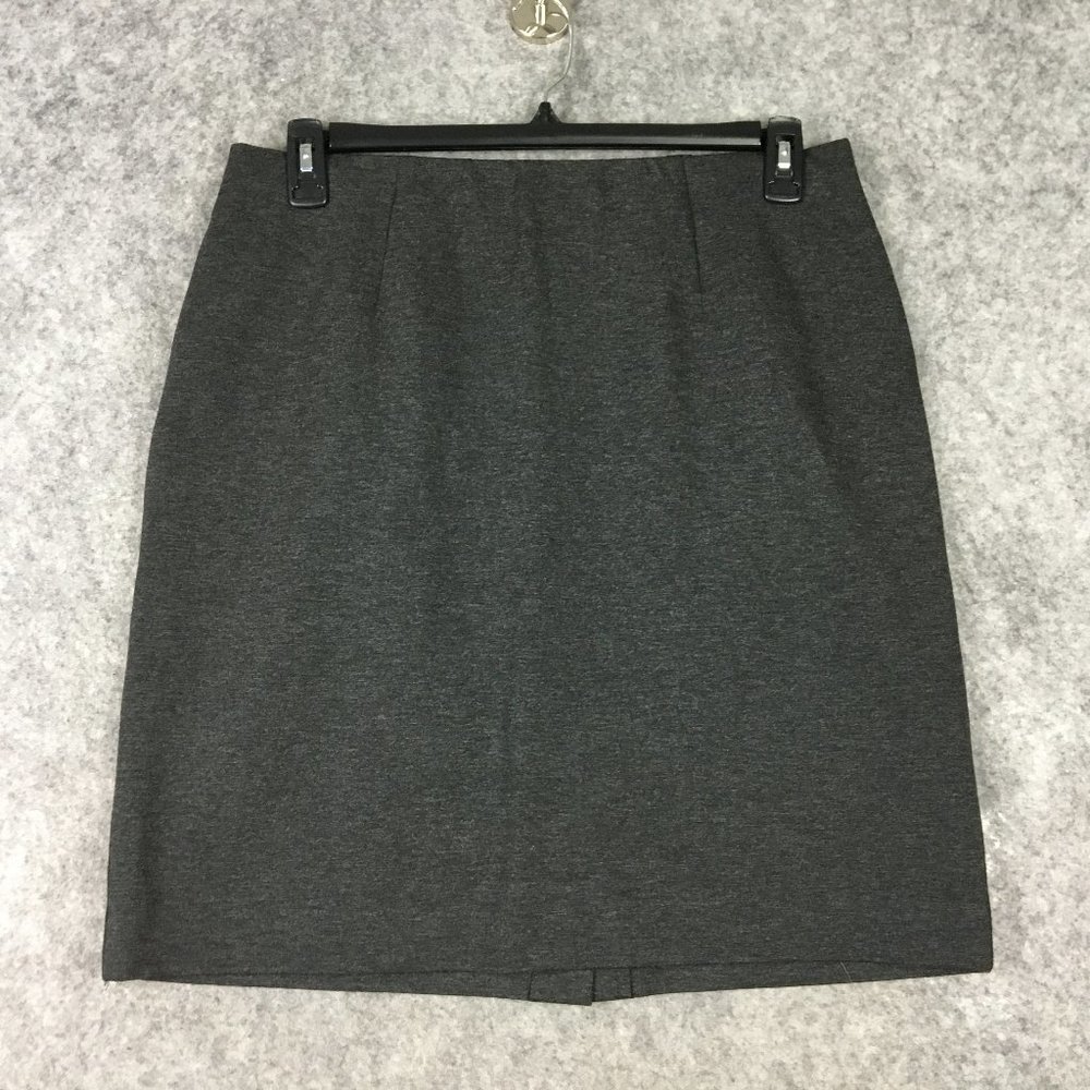 J Jill Skirt M Gray Ponte Knit Pull On Pencil Solid Stretch Career Unlined Women